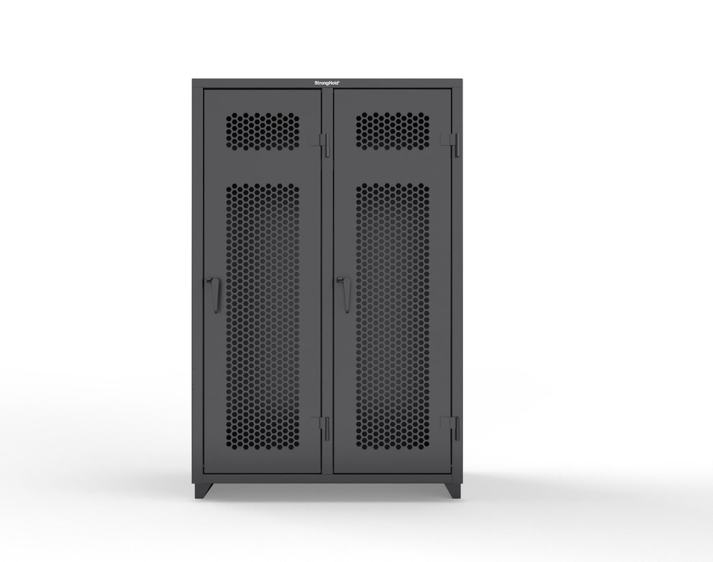 Extra Heavy Duty 14 GA Ventilated Single-Tier Locker with Shelf and Hanger Rod, 2 Compartments - 48 in. W x 24 in. D x 75 in. H - 46-2H-24-1T-L-9005