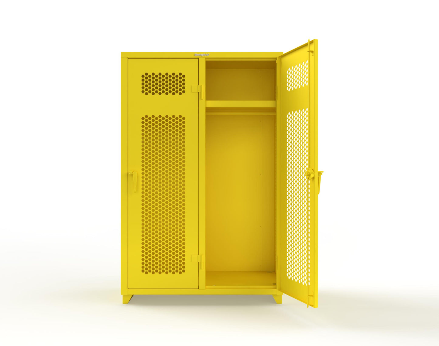Extra Heavy Duty 14 GA Ventilated Single-Tier Locker with Shelf and Hanger Rod, 2 Compartments - 48 in. W x 24 in. D x 75 in. H - 46-2H-24-1T-L-1021