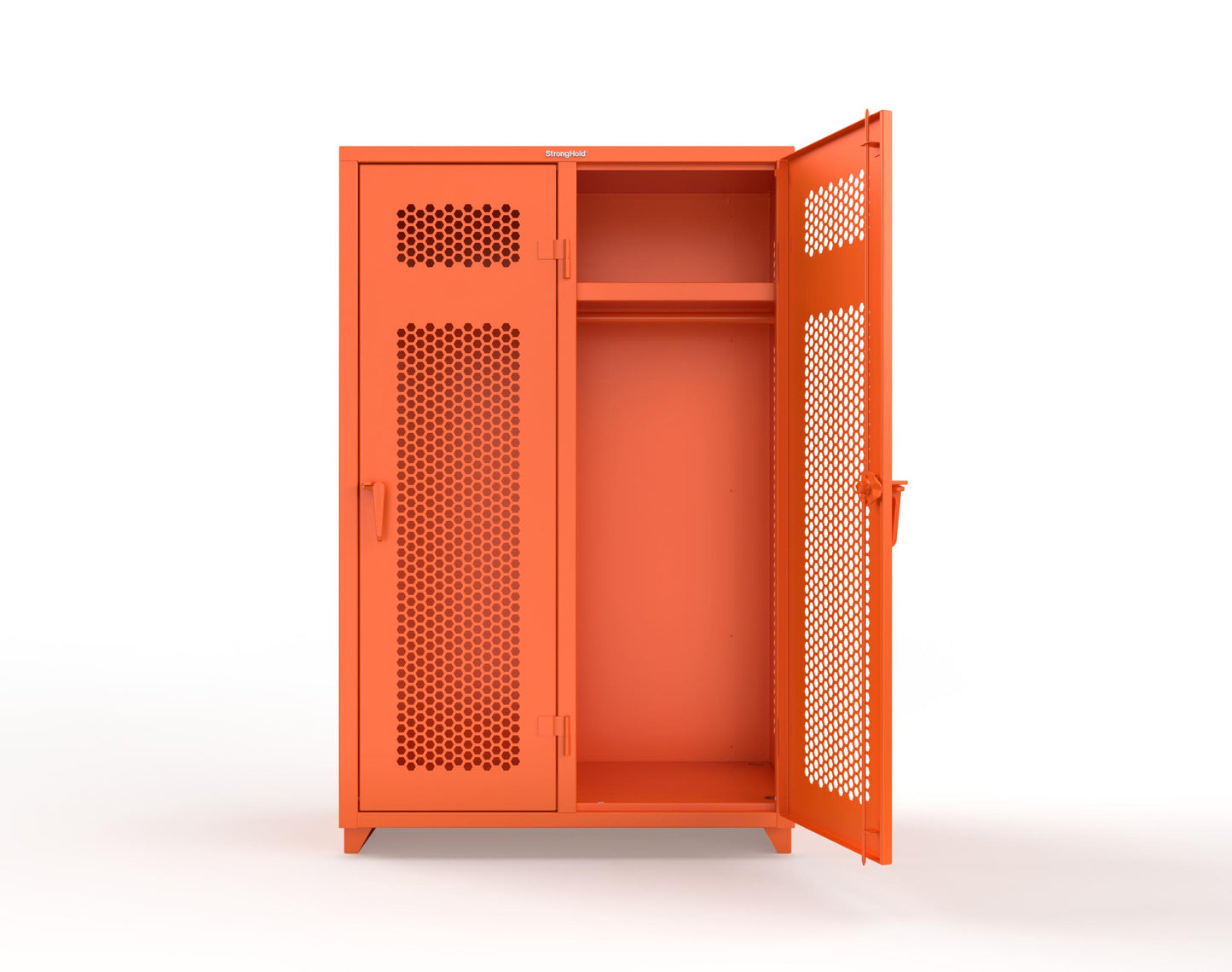 Extra Heavy Duty 14 GA Ventilated Single-Tier Locker with Shelf and Hanger Rod, 2 Compartments - 48 in. W x 24 in. D x 75 in. H - 46-2H-24-1T-L-2009