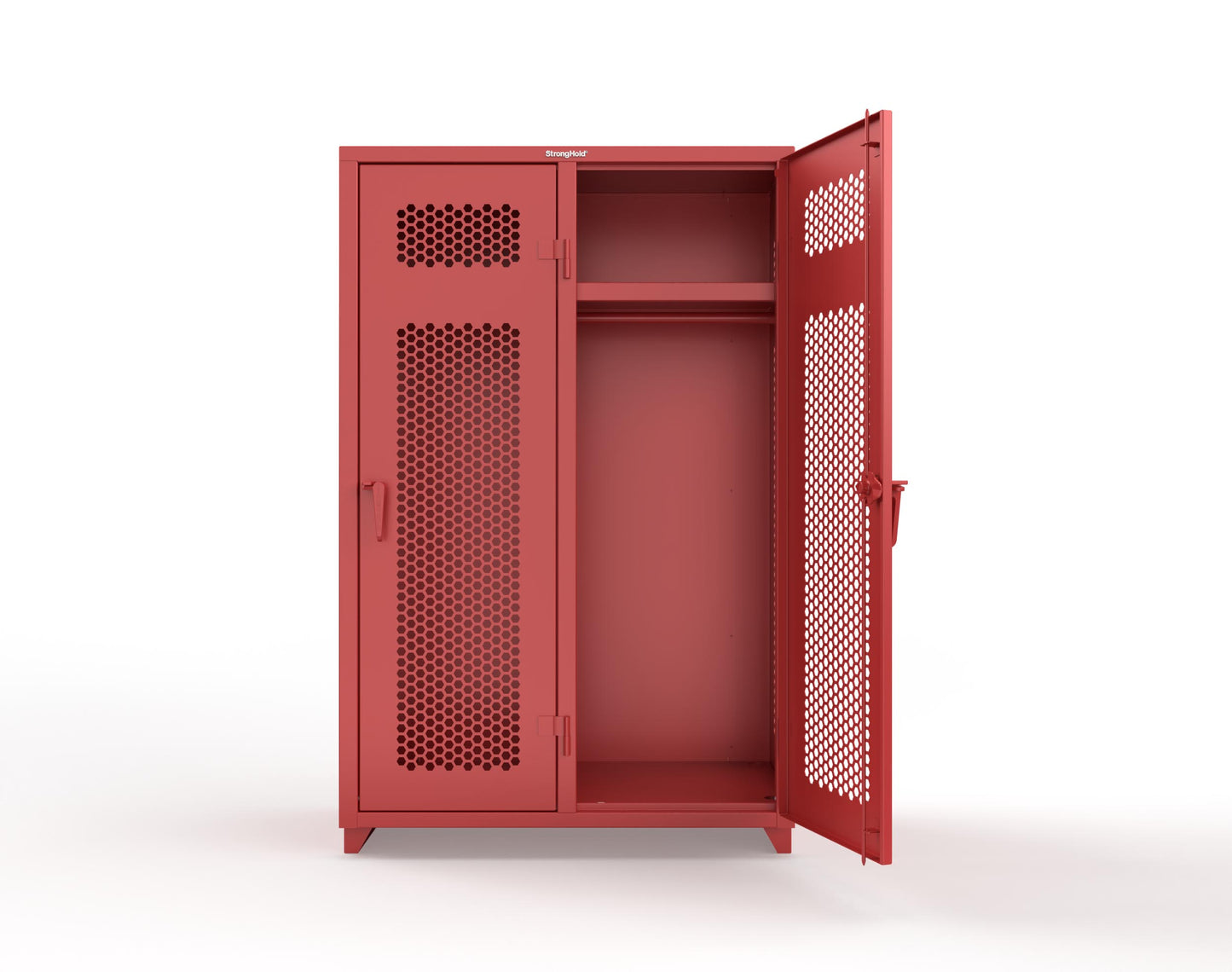 Extra Heavy Duty 14 GA Ventilated Single-Tier Locker with Shelf and Hanger Rod, 2 Compartments - 48 in. W x 24 in. D x 75 in. H - 46-2H-24-1T-L-3001