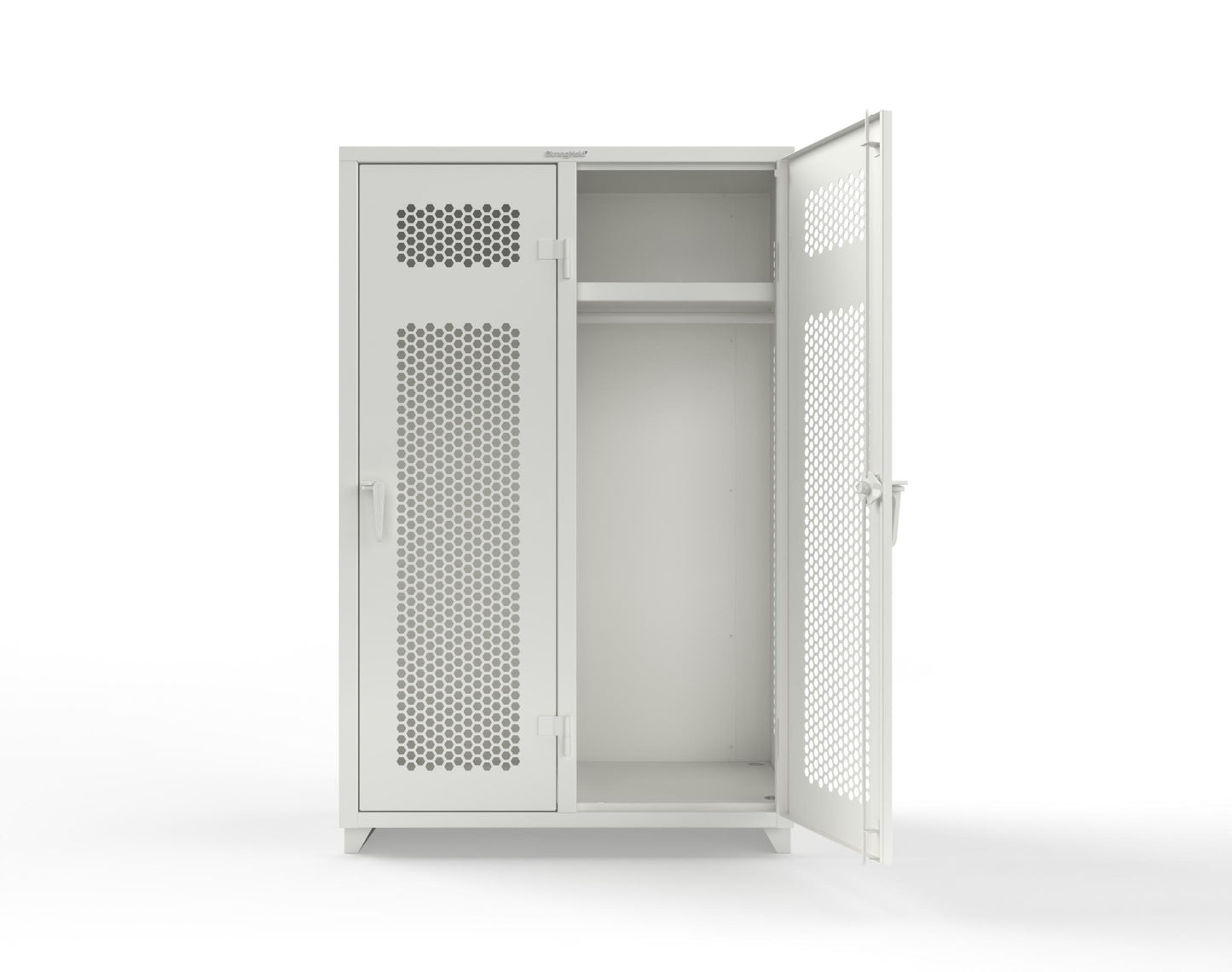 Extra Heavy Duty 14 GA Ventilated Single-Tier Locker with Shelf and Hanger Rod, 2 Compartments - 48 in. W x 24 in. D x 75 in. H - 46-2H-24-1T-L-9003