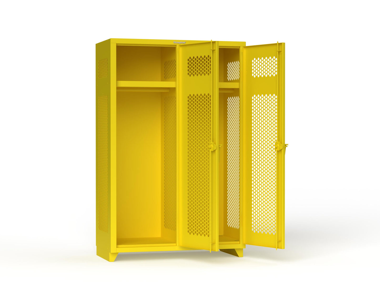 Extra Heavy Duty 14 GA Ventilated Single-Tier Locker with Shelf and Hanger Rod, 2 Compartments - 48 in. W x 24 in. D x 75 in. H - 46-2H-24-1T-L-1021