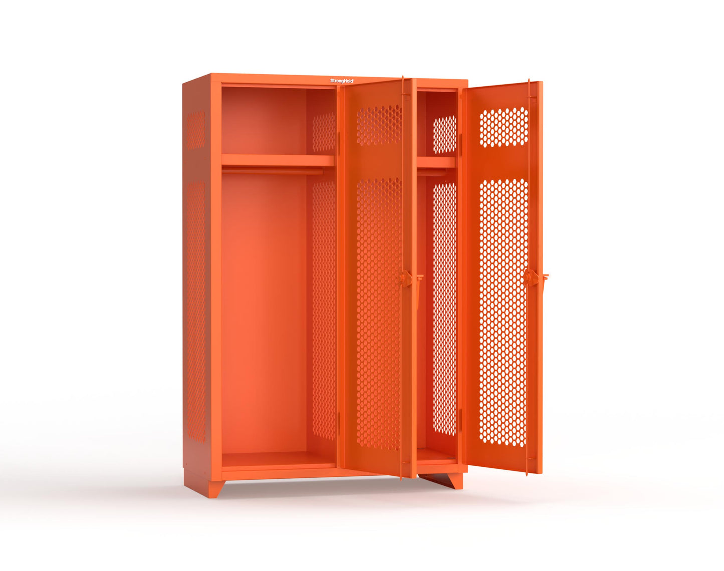 Extra Heavy Duty 14 GA Ventilated Single-Tier Locker with Shelf and Hanger Rod, 2 Compartments - 48 in. W x 24 in. D x 75 in. H - 46-2H-24-1T-L-2009