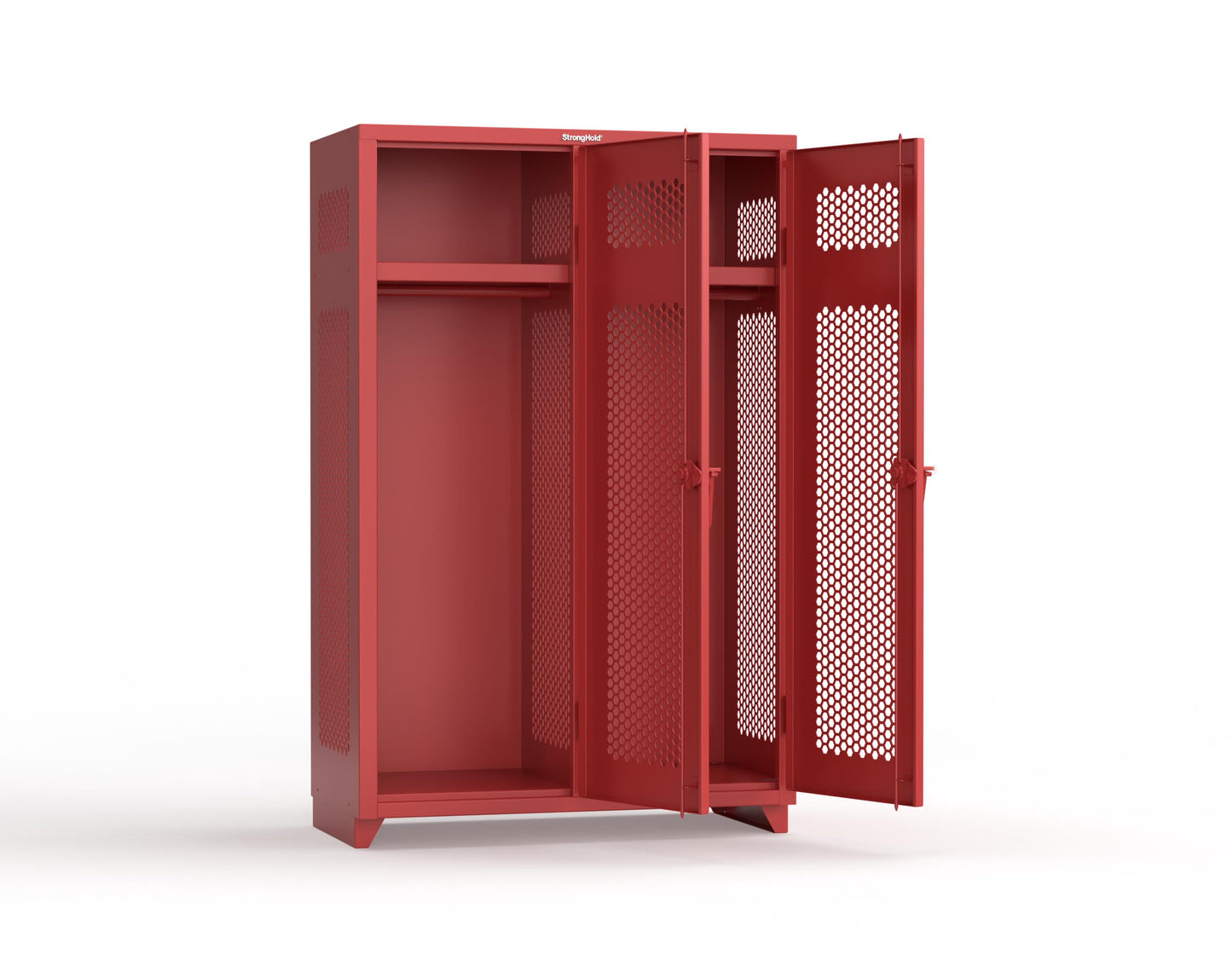 Extra Heavy Duty 14 GA Ventilated Single-Tier Locker with Shelf and Hanger Rod, 2 Compartments - 48 in. W x 24 in. D x 75 in. H - 46-2H-24-1T-L-3001