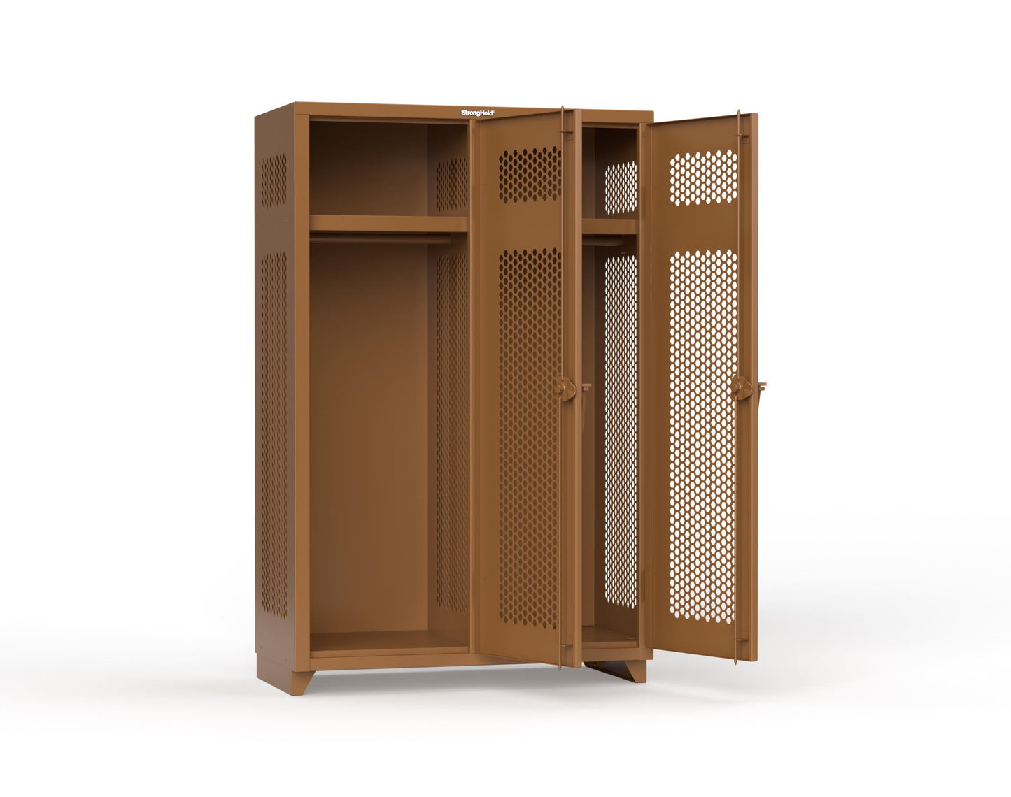 Extra Heavy Duty 14 GA Ventilated Single-Tier Locker with Shelf and Hanger Rod, 2 Compartments - 48 in. W x 24 in. D x 75 in. H - 46-2H-24-1T-L-8008