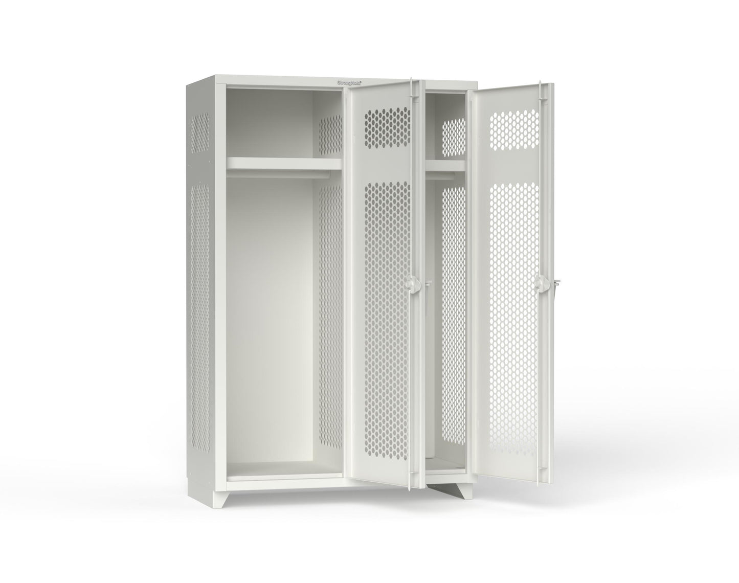 Extra Heavy Duty 14 GA Ventilated Single-Tier Locker with Shelf and Hanger Rod, 2 Compartments - 48 in. W x 24 in. D x 75 in. H - 46-2H-24-1T-L-9003