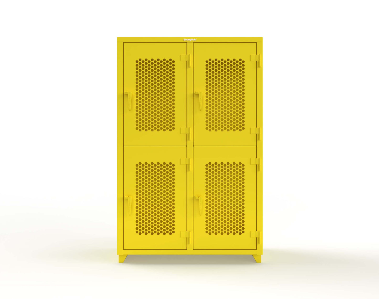 Extra Heavy Duty 14 GA Double-Tier Ventilated Locker, 4 Compartments - 48 in. W x 24 in. D x 75 in. H - 46-4H-24-2T-L-1021