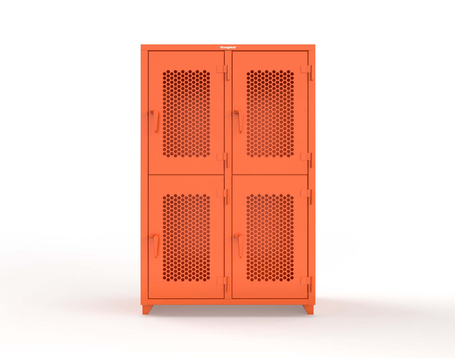 Extra Heavy Duty 14 GA Double-Tier Ventilated Locker, 4 Compartments - 48 in. W x 24 in. D x 75 in. H - 46-4H-24-2T-L-2009