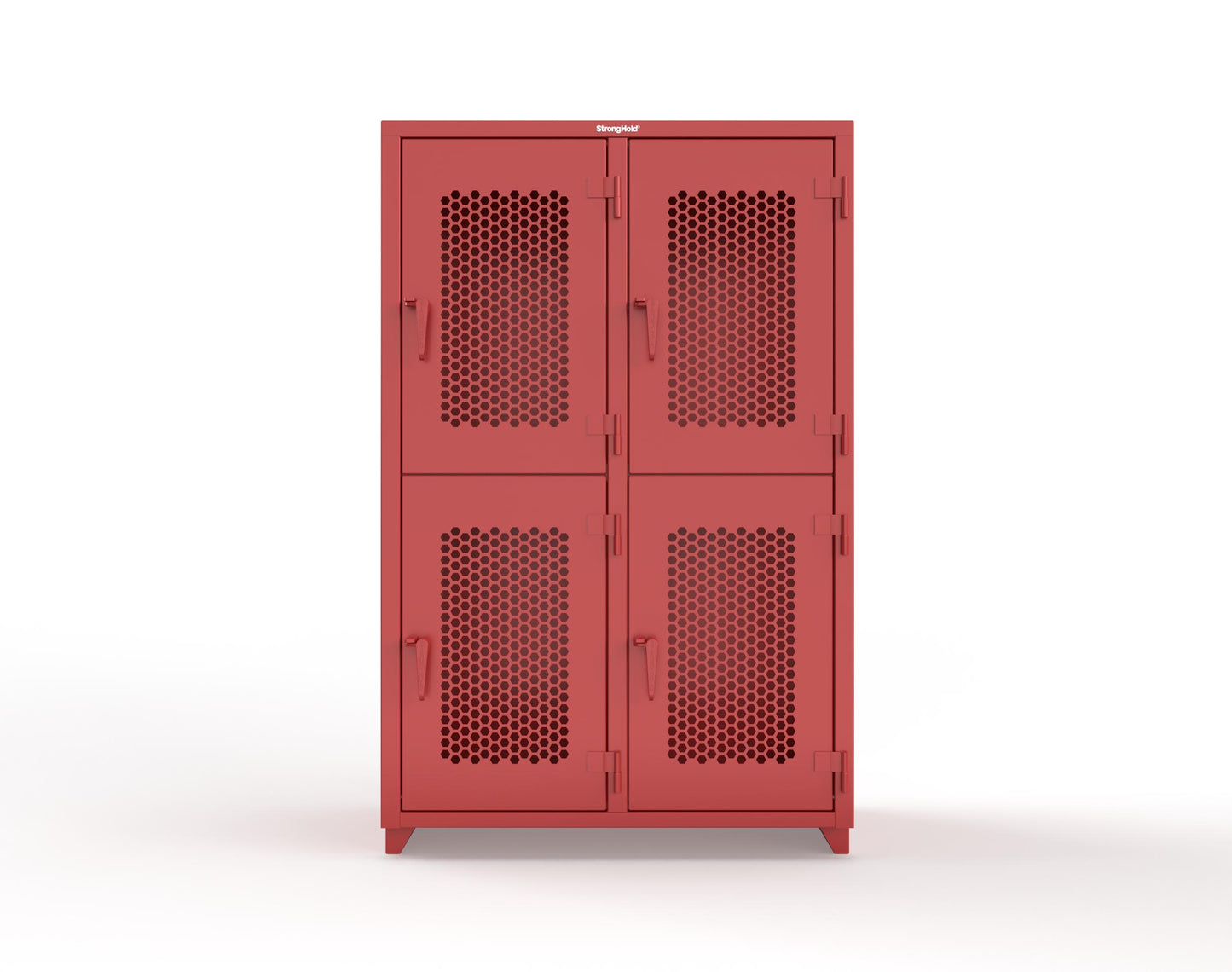 Extra Heavy Duty 14 GA Double-Tier Ventilated Locker, 4 Compartments - 48 in. W x 24 in. D x 75 in. H - 46-4H-24-2T-L-3001