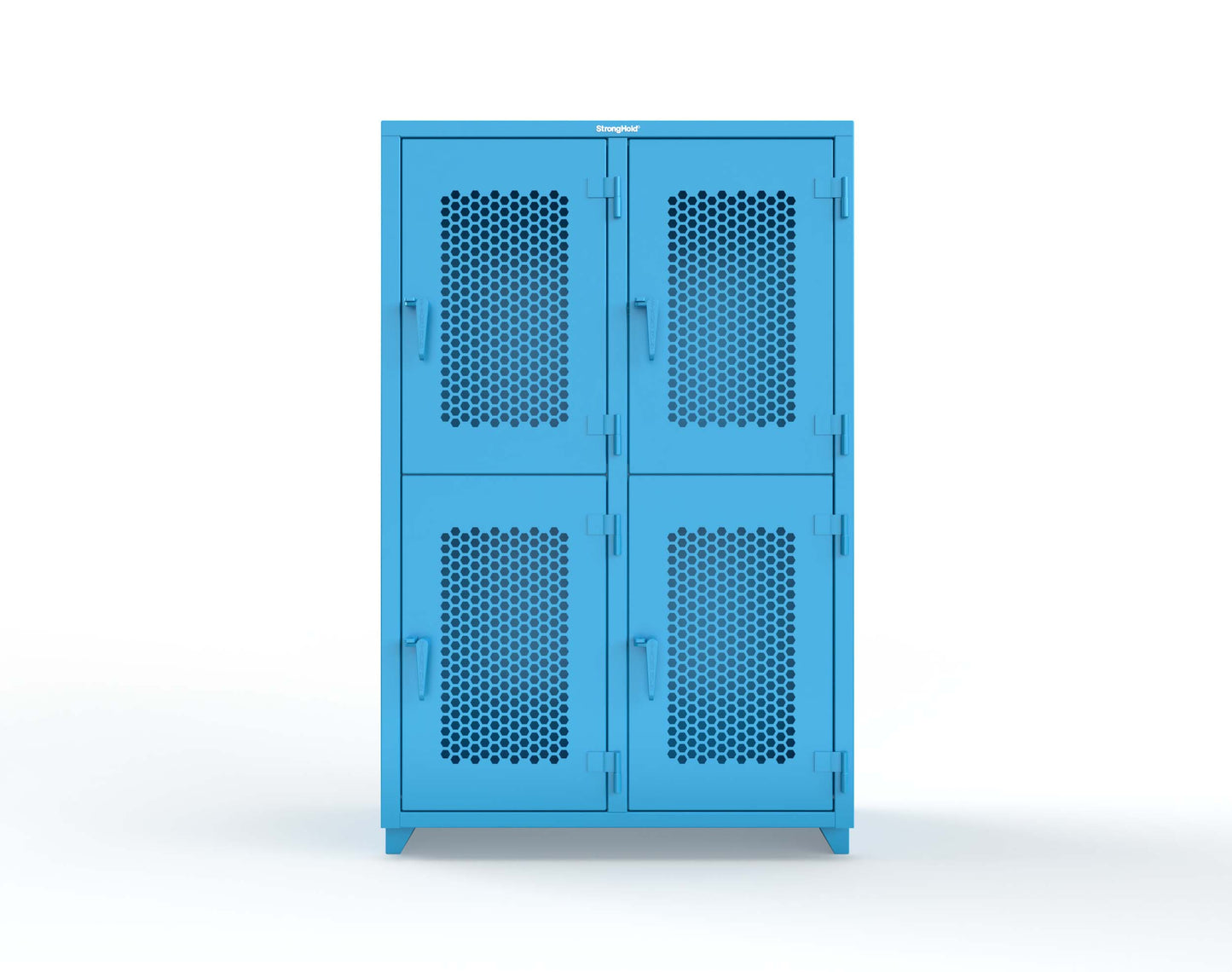 Extra Heavy Duty 14 GA Double-Tier Ventilated Locker, 4 Compartments - 48 in. W x 24 in. D x 75 in. H - 46-4H-24-2T-L-5012