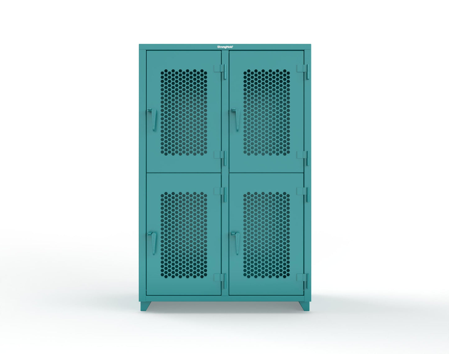 Extra Heavy Duty 14 GA Double-Tier Ventilated Locker, 4 Compartments - 48 in. W x 24 in. D x 75 in. H - 46-4H-24-2T-L-5021