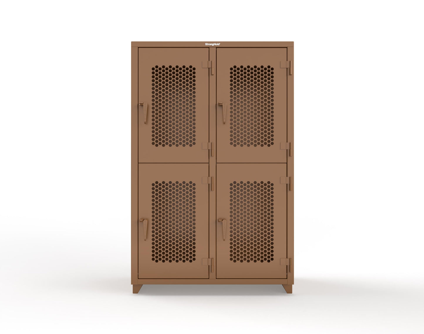 Extra Heavy Duty 14 GA Double-Tier Ventilated Locker, 4 Compartments - 48 in. W x 24 in. D x 75 in. H - 46-4H-24-2T-L-8008