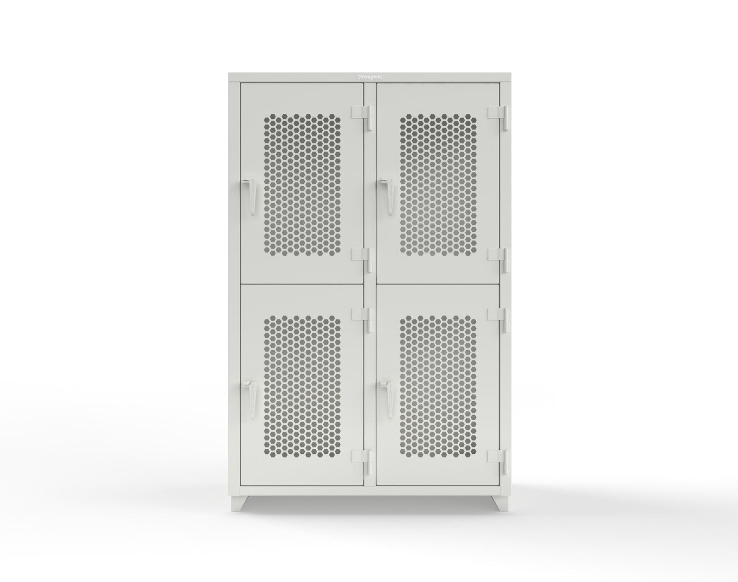 Extra Heavy Duty 14 GA Double-Tier Ventilated Locker, 4 Compartments - 48 in. W x 24 in. D x 75 in. H - 46-4H-24-2T-L-9003