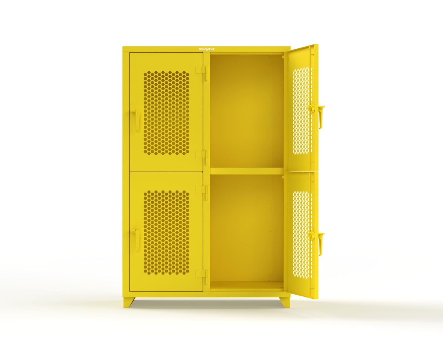 Extra Heavy Duty 14 GA Double-Tier Ventilated Locker, 4 Compartments - 48 in. W x 24 in. D x 75 in. H - 46-4H-24-2T-L-1021