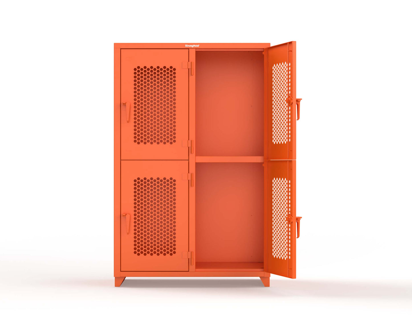 Extra Heavy Duty 14 GA Double-Tier Ventilated Locker, 4 Compartments - 48 in. W x 24 in. D x 75 in. H - 46-4H-24-2T-L-2009