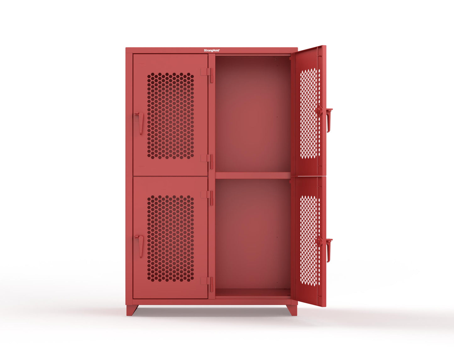 Extra Heavy Duty 14 GA Double-Tier Ventilated Locker, 4 Compartments - 48 in. W x 24 in. D x 75 in. H - 46-4H-24-2T-L-3001