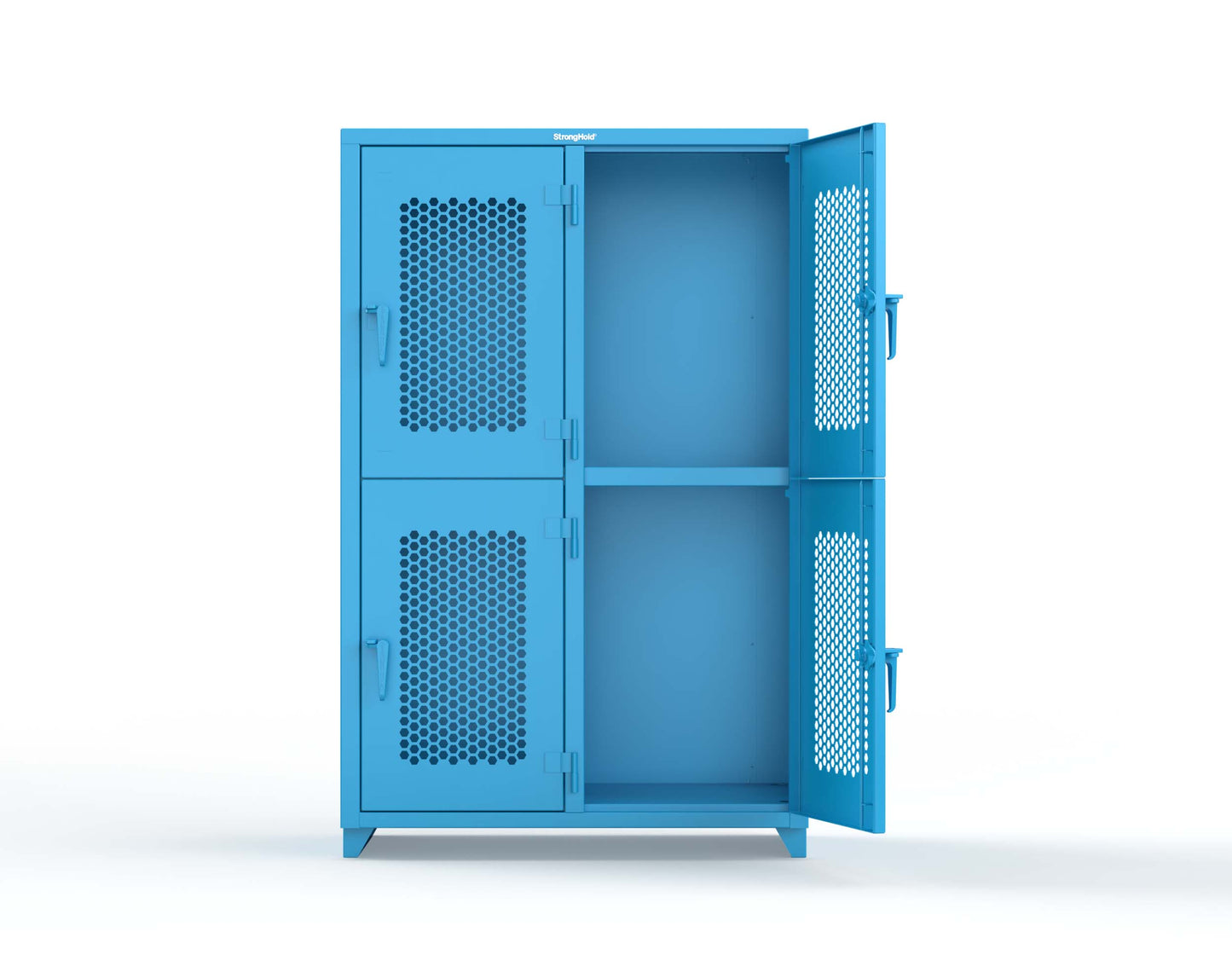 Extra Heavy Duty 14 GA Double-Tier Ventilated Locker, 4 Compartments - 48 in. W x 24 in. D x 75 in. H - 46-4H-24-2T-L-5012