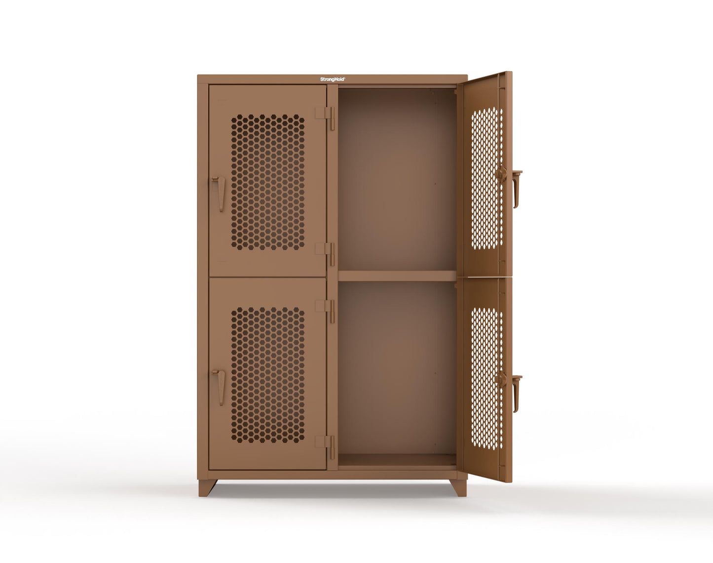 Extra Heavy Duty 14 GA Double-Tier Ventilated Locker, 4 Compartments - 48 in. W x 24 in. D x 75 in. H - 46-4H-24-2T-L-8008
