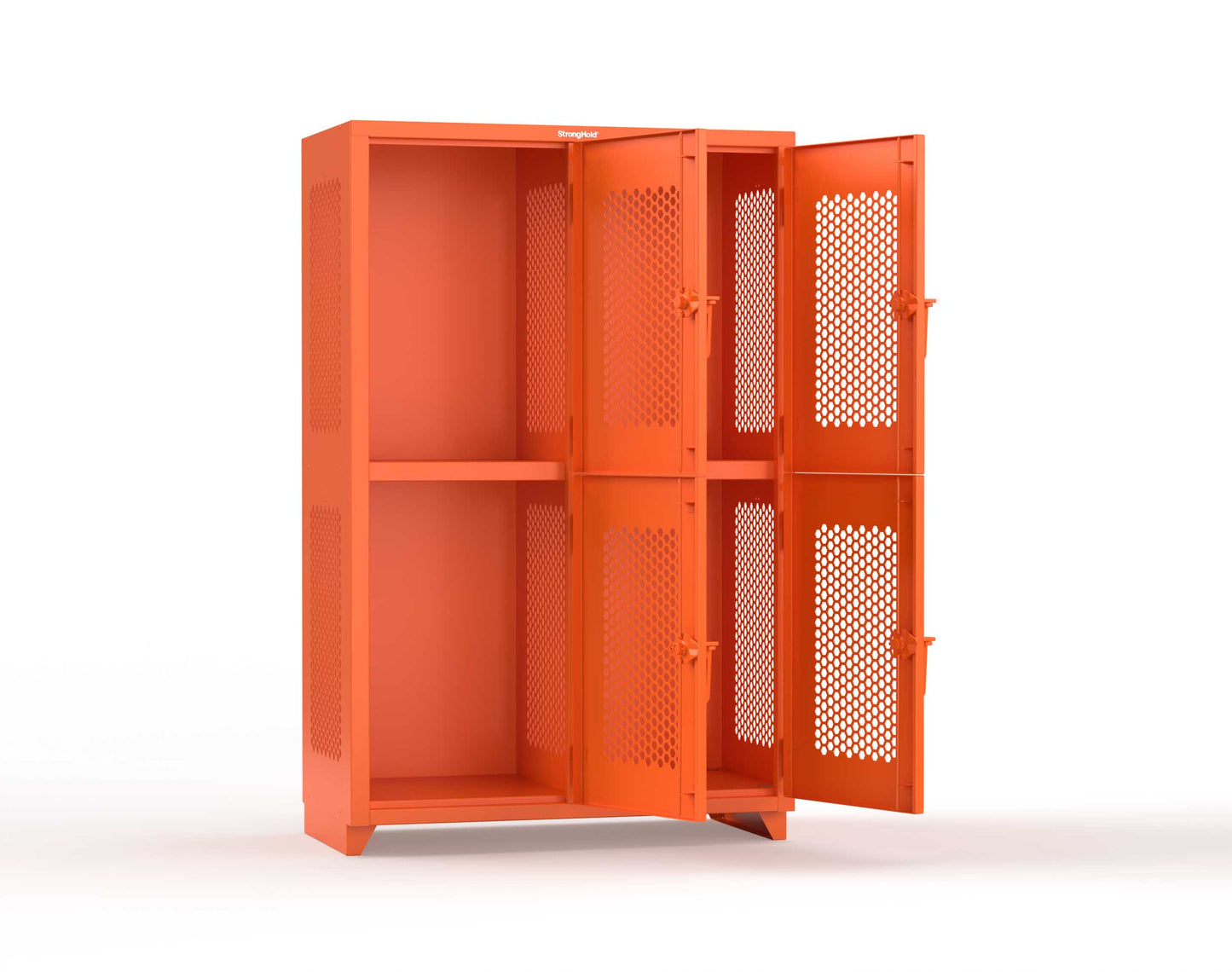 Extra Heavy Duty 14 GA Double-Tier Ventilated Locker, 4 Compartments - 48 in. W x 24 in. D x 75 in. H - 46-4H-24-2T-L-2009