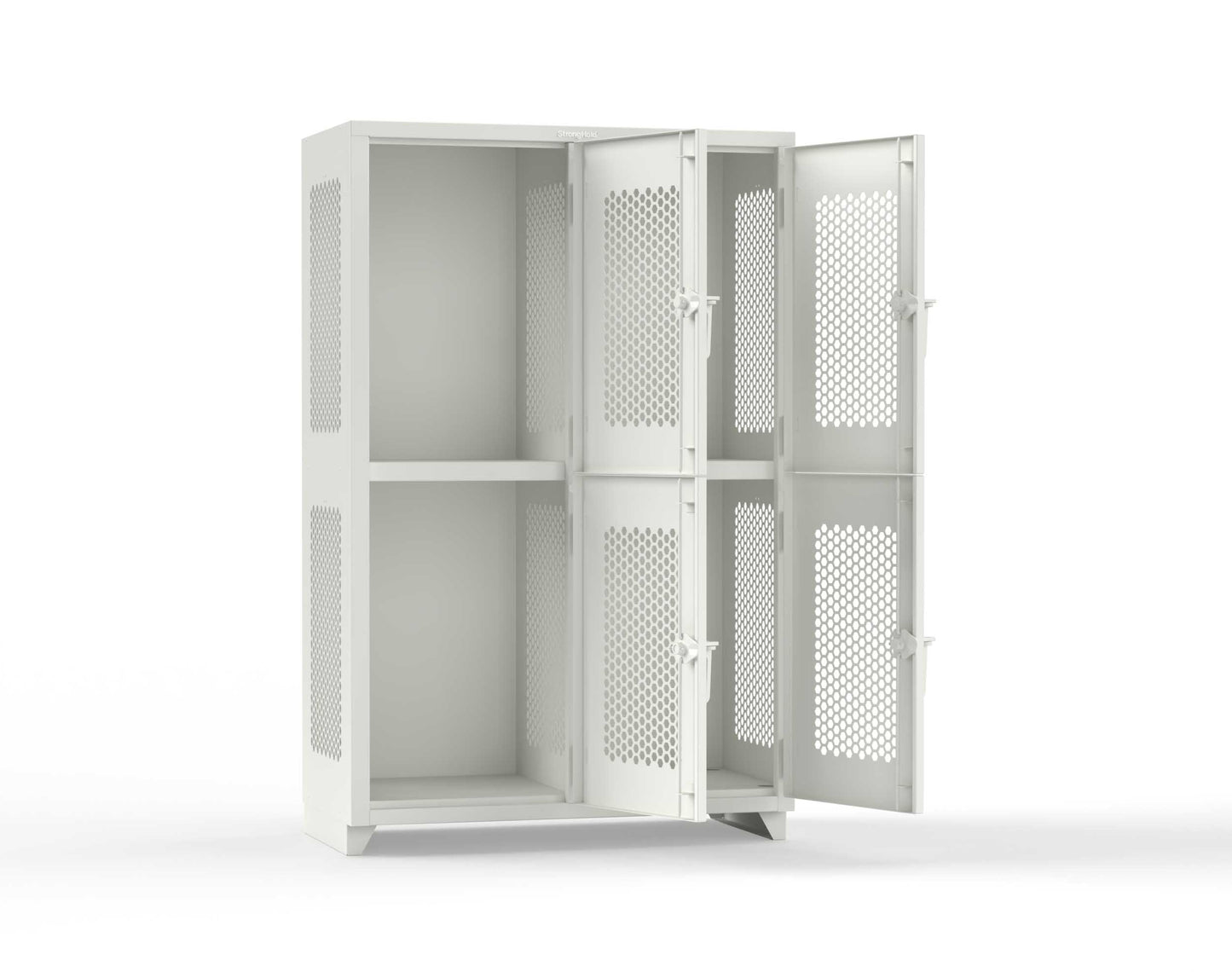 Extra Heavy Duty 14 GA Double-Tier Ventilated Locker, 4 Compartments - 48 in. W x 24 in. D x 75 in. H - 46-4H-24-2T-L-9003