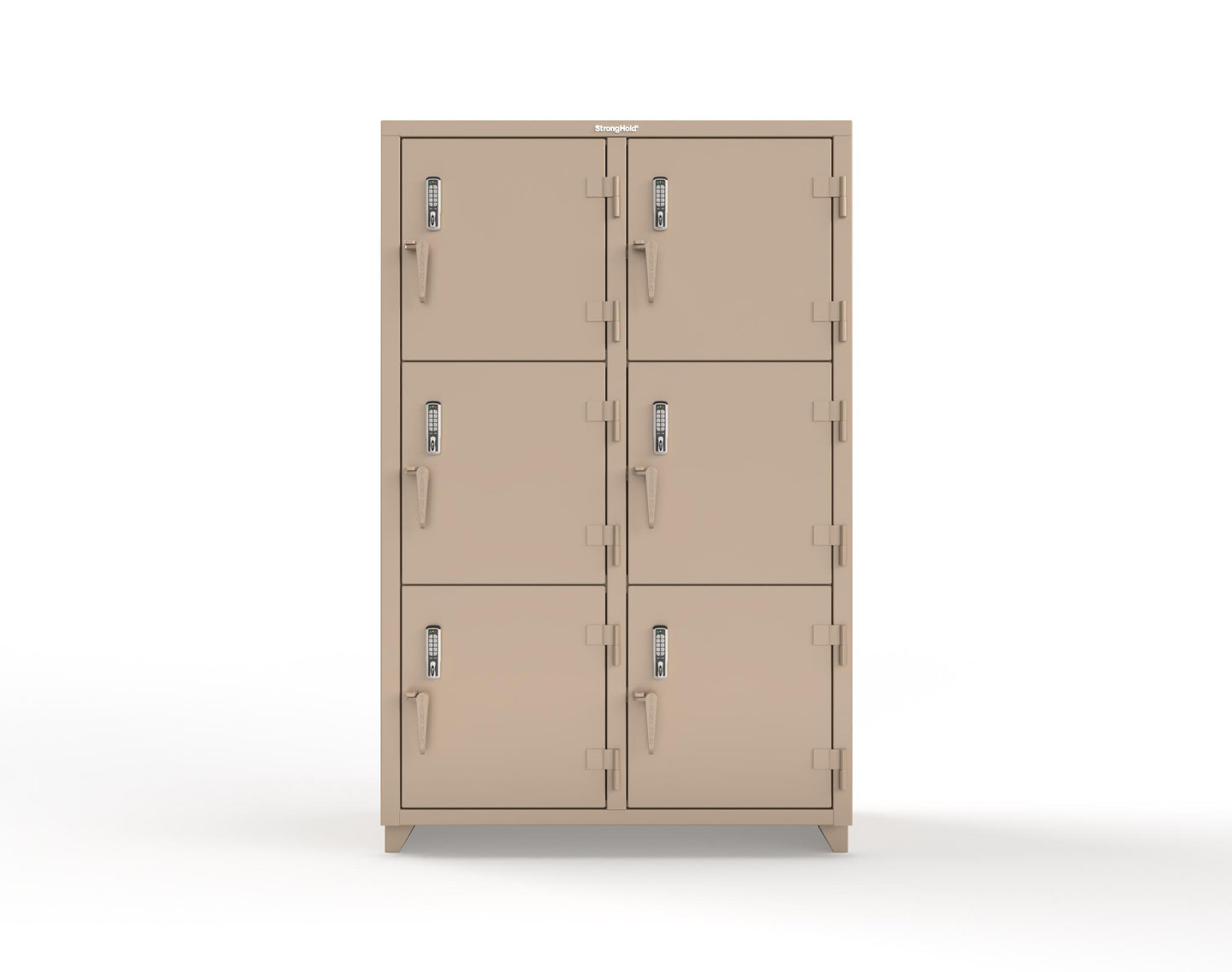 Extra Heavy Duty 14 GA Triple-Tier Locker with Keyless Entry Lock, 6 Compartments – 48 in. W x 24 in. D x 75 in. H - 46-6D-24-3T-EK-L-1019