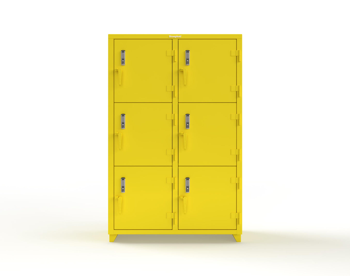 Extra Heavy Duty 14 GA Triple-Tier Locker with Keyless Entry Lock, 6 Compartments – 48 in. W x 24 in. D x 75 in. H - 46-6D-24-3T-EK-L-1021
