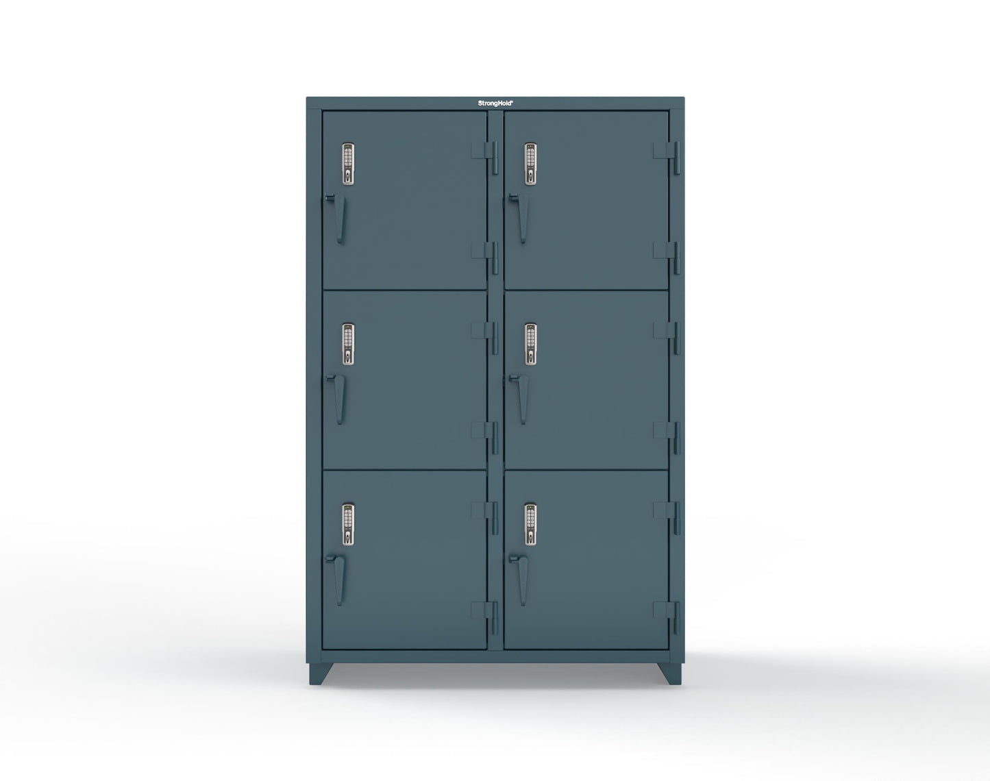 Extra Heavy Duty 14 GA Triple-Tier Locker with Keyless Entry Lock, 6 Compartments – 48 in. W x 24 in. D x 75 in. H - 46-6D-24-3T-EK-L-5001