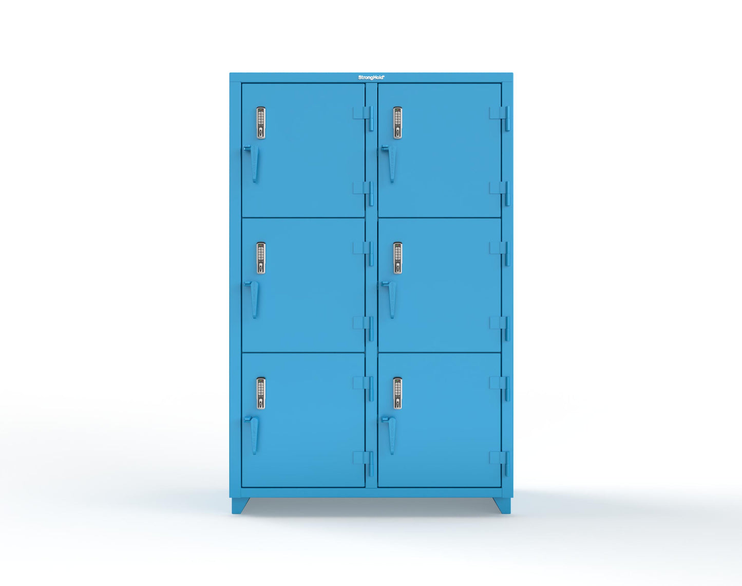 Extra Heavy Duty 14 GA Triple-Tier Locker with Keyless Entry Lock, 6 Compartments – 48 in. W x 24 in. D x 75 in. H - 46-6D-24-3T-EK-L-5012