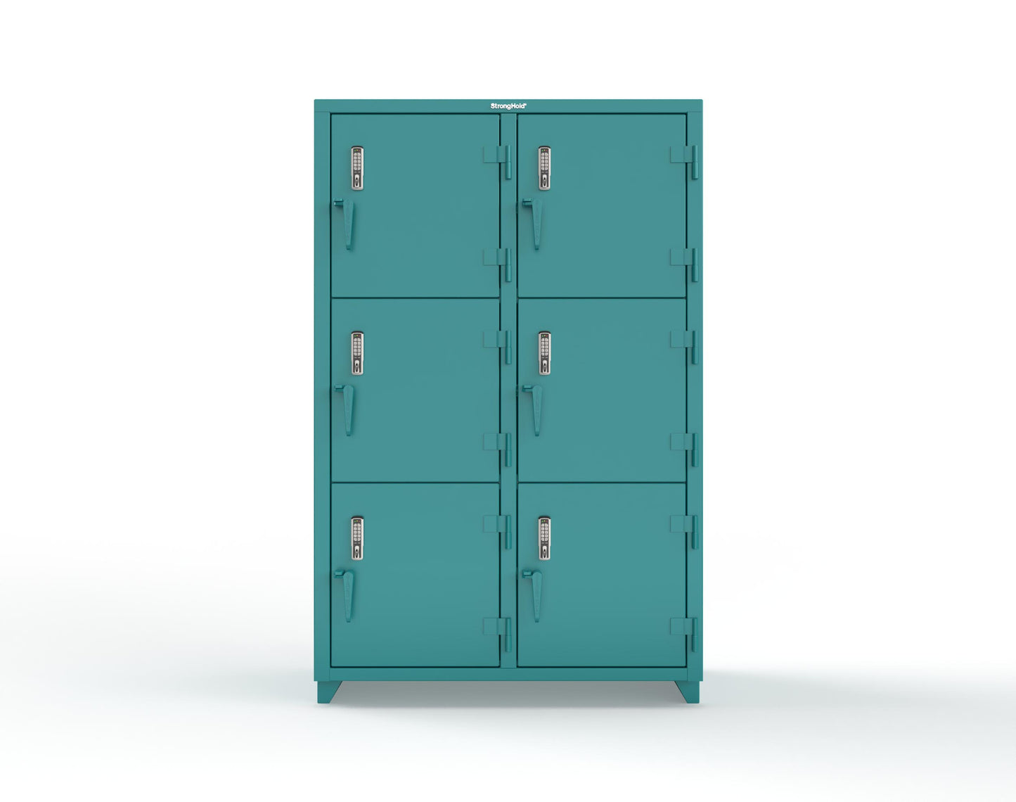 Extra Heavy Duty 14 GA Triple-Tier Locker with Keyless Entry Lock, 6 Compartments – 48 in. W x 24 in. D x 75 in. H - 46-6D-24-3T-EK-L-5021