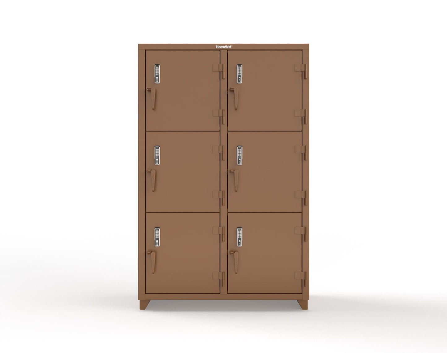 Extra Heavy Duty 14 GA Triple-Tier Locker with Keyless Entry Lock, 6 Compartments – 48 in. W x 24 in. D x 75 in. H - 46-6D-24-3T-EK-L-8008