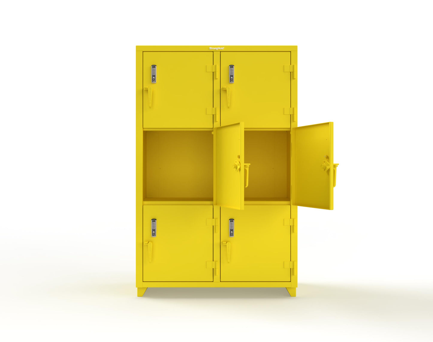 Extra Heavy Duty 14 GA Triple-Tier Locker with Keyless Entry Lock, 6 Compartments – 48 in. W x 24 in. D x 75 in. H - 46-6D-24-3T-EK-L-1021
