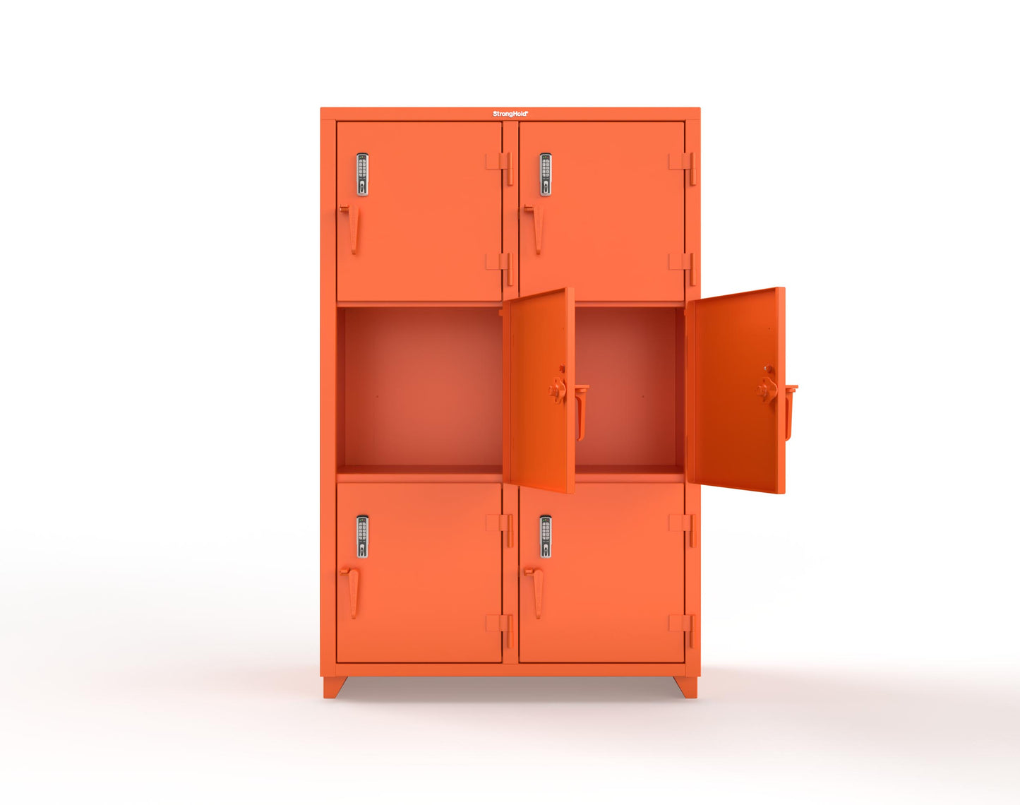 Extra Heavy Duty 14 GA Triple-Tier Locker with Keyless Entry Lock, 6 Compartments – 48 in. W x 24 in. D x 75 in. H - 46-6D-24-3T-EK-L-2009