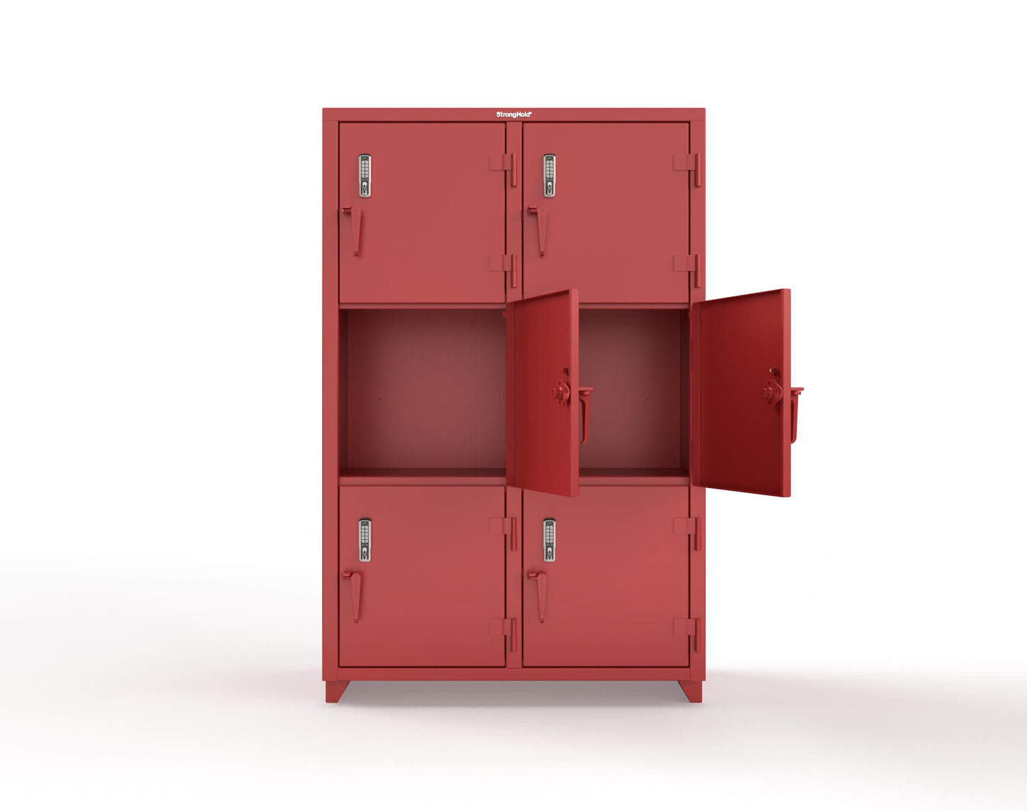 Extra Heavy Duty 14 GA Triple-Tier Locker with Keyless Entry Lock, 6 Compartments – 48 in. W x 24 in. D x 75 in. H - 46-6D-24-3T-EK-L-3001