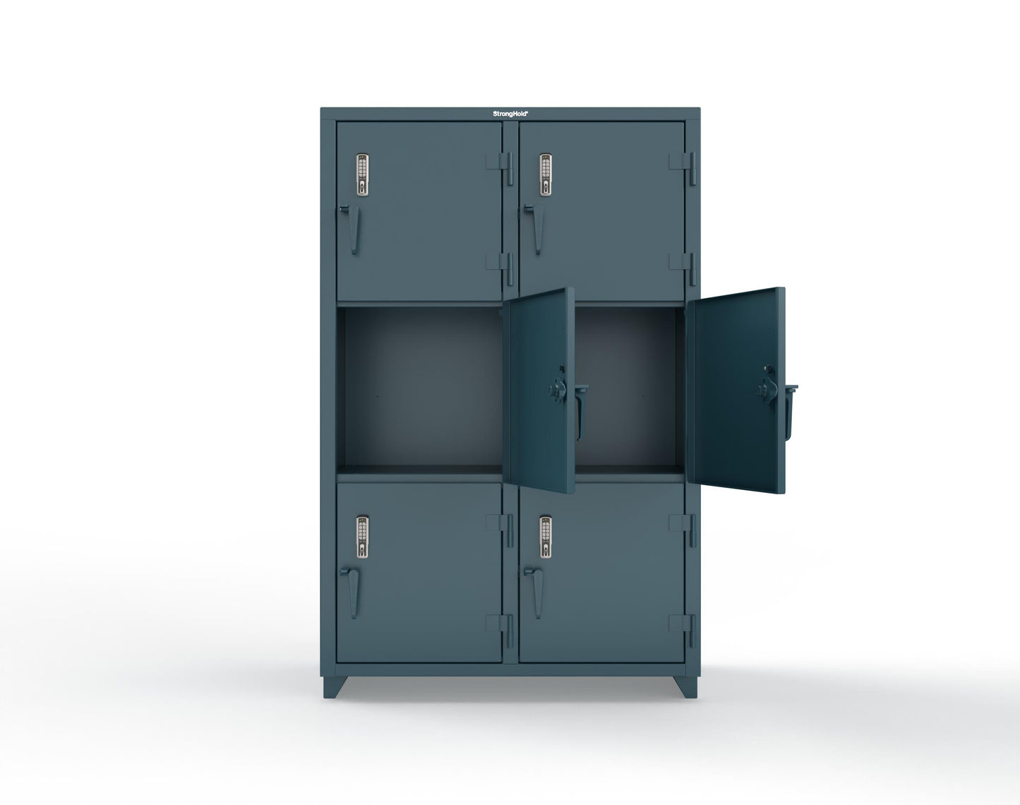 Extra Heavy Duty 14 GA Triple-Tier Locker with Keyless Entry Lock, 6 Compartments – 48 in. W x 24 in. D x 75 in. H - 46-6D-24-3T-EK-L-5001