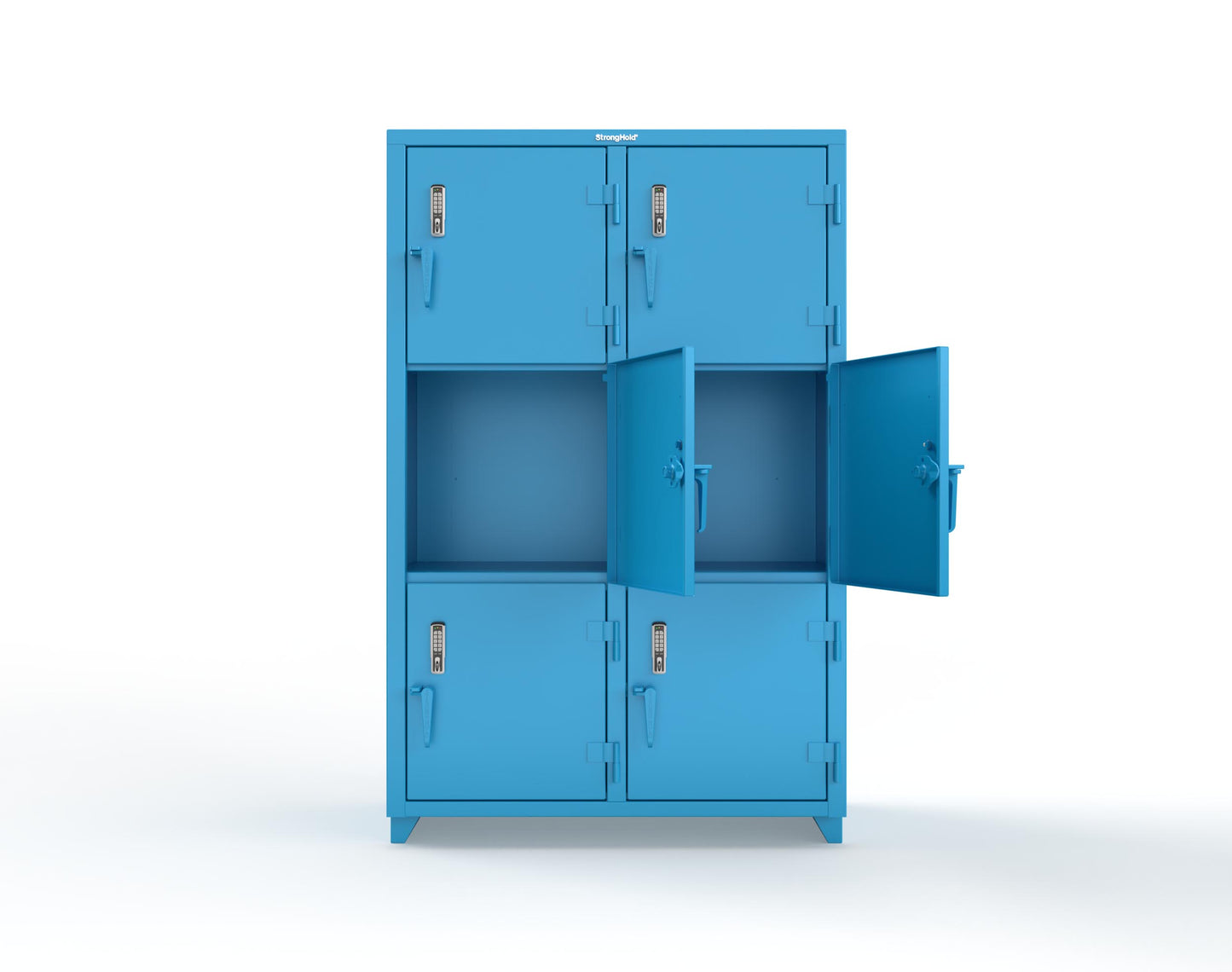 Extra Heavy Duty 14 GA Triple-Tier Locker with Keyless Entry Lock, 6 Compartments – 48 in. W x 24 in. D x 75 in. H - 46-6D-24-3T-EK-L-5012