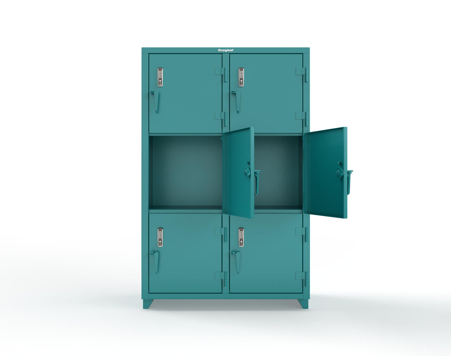 Extra Heavy Duty 14 GA Triple-Tier Locker with Keyless Entry Lock, 6 Compartments – 48 in. W x 24 in. D x 75 in. H - 46-6D-24-3T-EK-L-5021