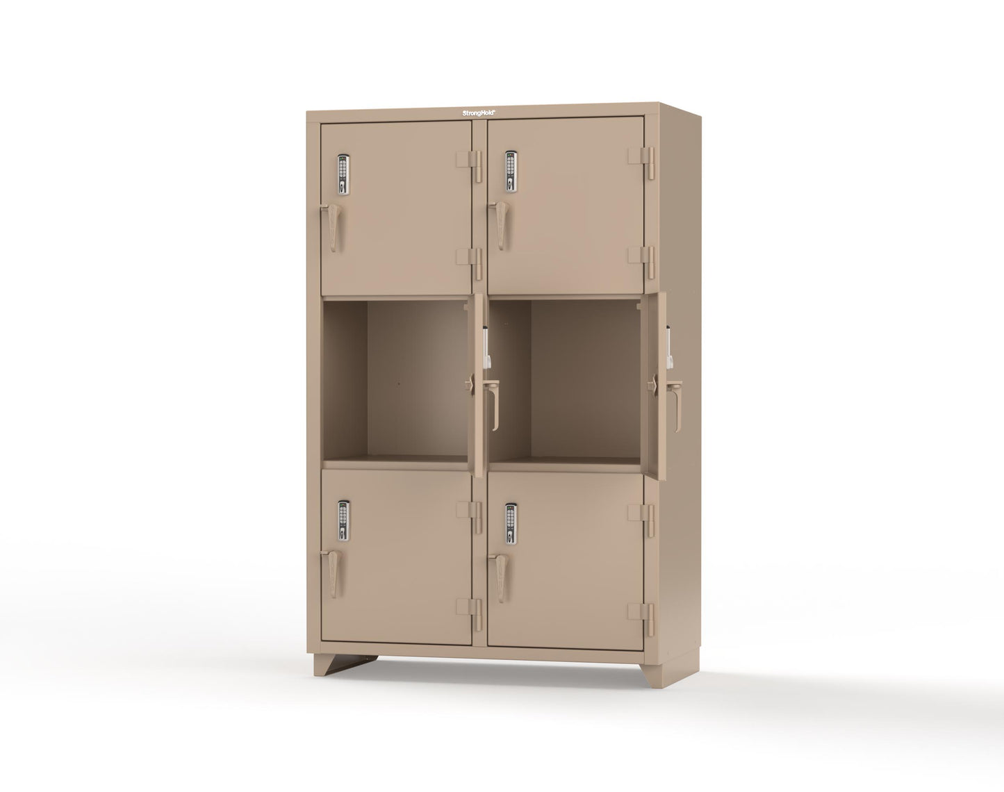 Extra Heavy Duty 14 GA Triple-Tier Locker with Keyless Entry Lock, 6 Compartments – 48 in. W x 24 in. D x 75 in. H - 46-6D-24-3T-EK-L-1019