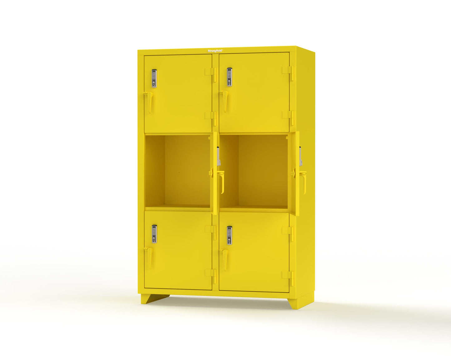 Extra Heavy Duty 14 GA Triple-Tier Locker with Keyless Entry Lock, 6 Compartments – 48 in. W x 24 in. D x 75 in. H - 46-6D-24-3T-EK-L-1021