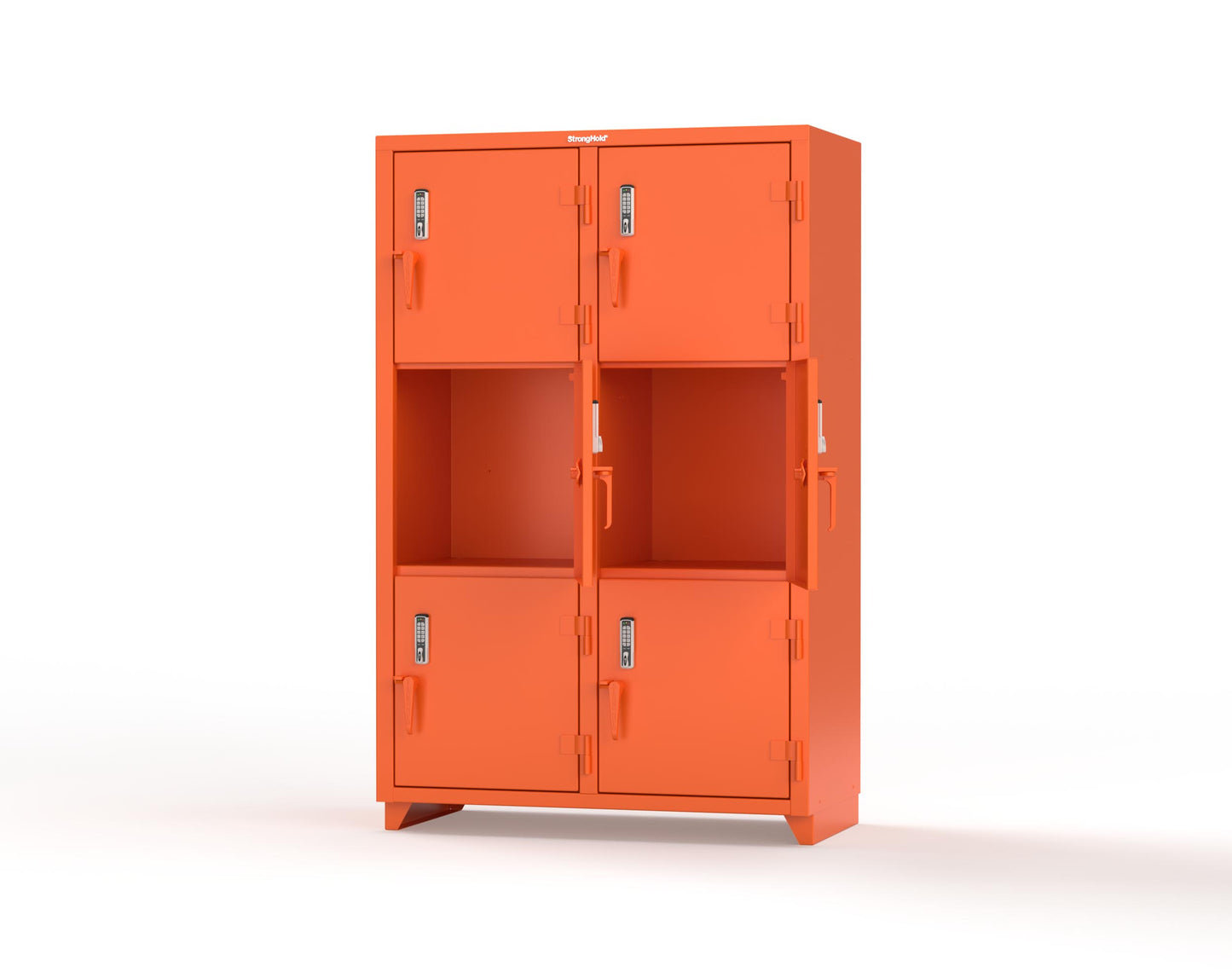 Extra Heavy Duty 14 GA Triple-Tier Locker with Keyless Entry Lock, 6 Compartments – 48 in. W x 24 in. D x 75 in. H - 46-6D-24-3T-EK-L-2009