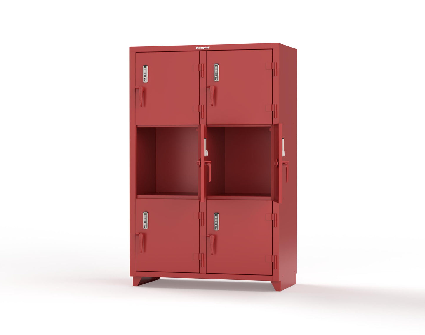 Extra Heavy Duty 14 GA Triple-Tier Locker with Keyless Entry Lock, 6 Compartments – 48 in. W x 24 in. D x 75 in. H - 46-6D-24-3T-EK-L-3001