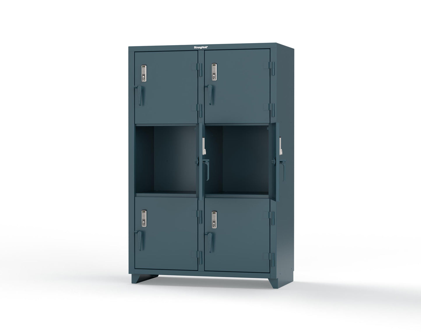 Extra Heavy Duty 14 GA Triple-Tier Locker with Keyless Entry Lock, 6 Compartments – 48 in. W x 24 in. D x 75 in. H - 46-6D-24-3T-EK-L-5001