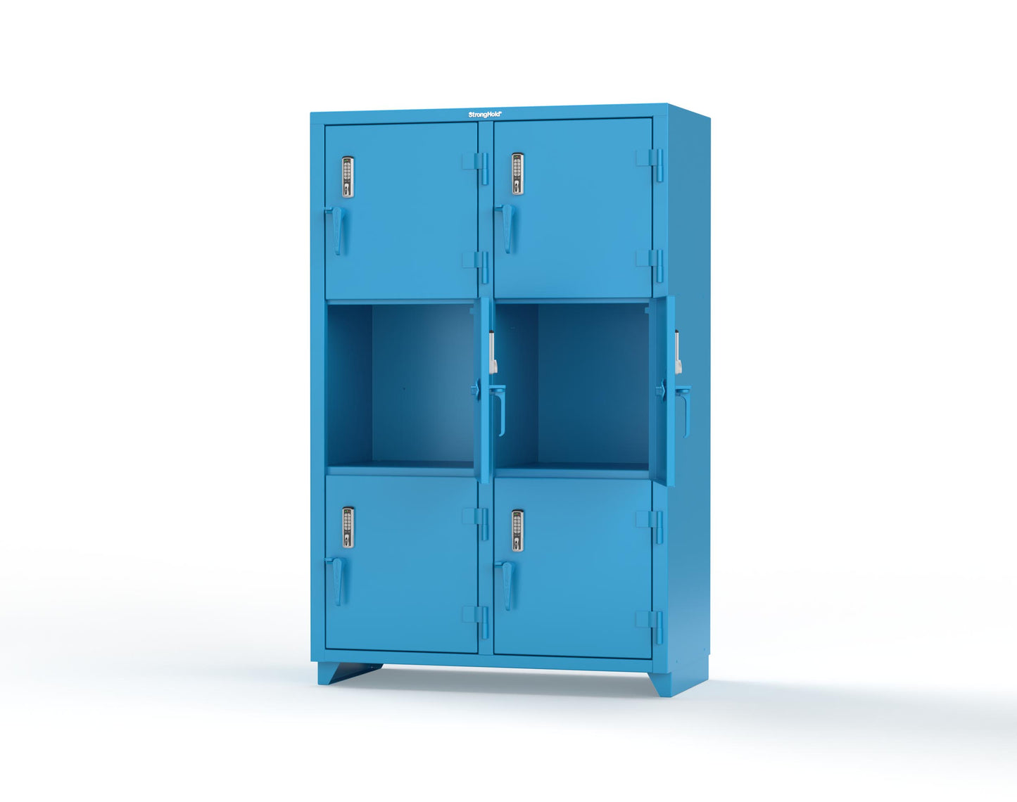 Extra Heavy Duty 14 GA Triple-Tier Locker with Keyless Entry Lock, 6 Compartments – 48 in. W x 24 in. D x 75 in. H - 46-6D-24-3T-EK-L-5012