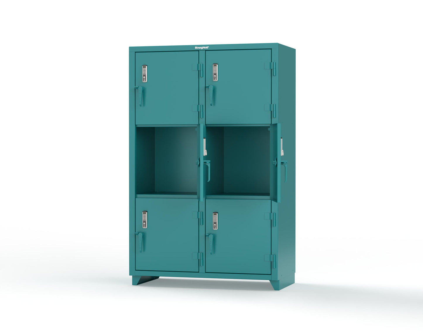 Extra Heavy Duty 14 GA Triple-Tier Locker with Keyless Entry Lock, 6 Compartments – 48 in. W x 24 in. D x 75 in. H - 46-6D-24-3T-EK-L-5021