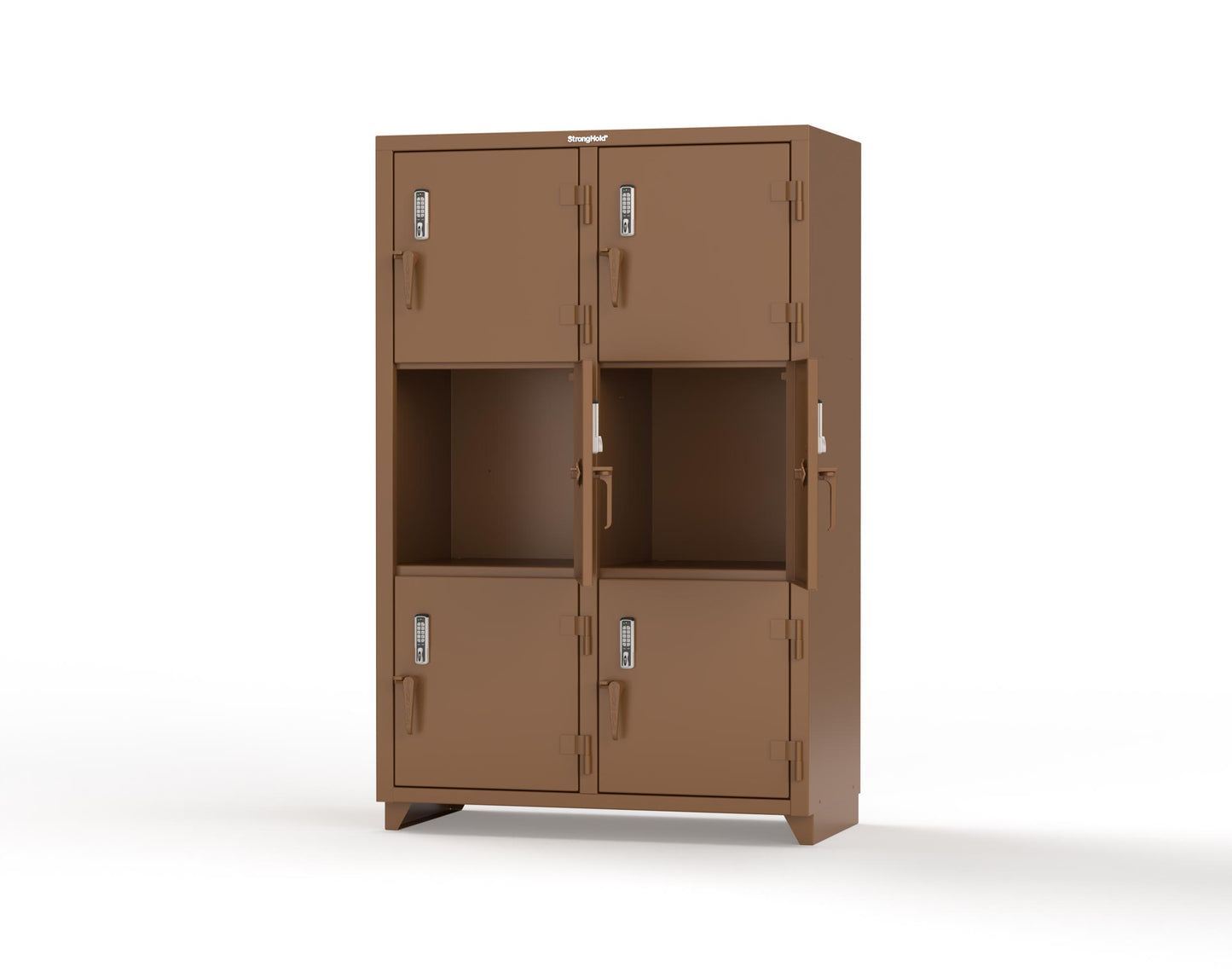 Extra Heavy Duty 14 GA Triple-Tier Locker with Keyless Entry Lock, 6 Compartments – 48 in. W x 24 in. D x 75 in. H - 46-6D-24-3T-EK-L-8008