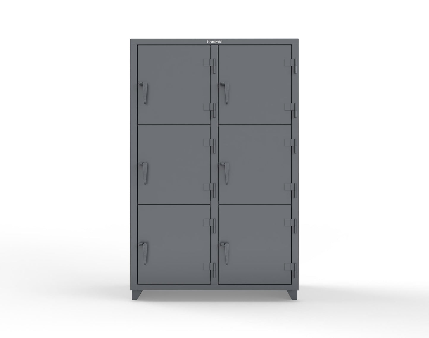 Extra Heavy Duty 14 GA Triple-Tier Locker, 6 Compartments - 48 in. W x 24 in. D x 75 in. H - 46-6D-24-3T-L-7024