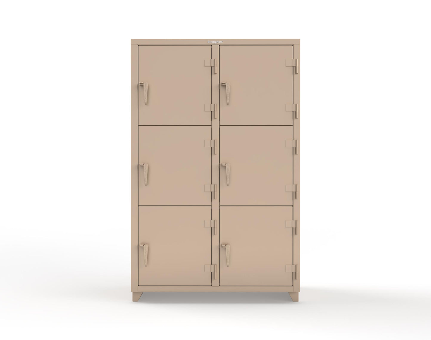 Extra Heavy Duty 14 GA Triple-Tier Locker, 6 Compartments - 48 in. W x 24 in. D x 75 in. H - 46-6D-24-3T-L-1019