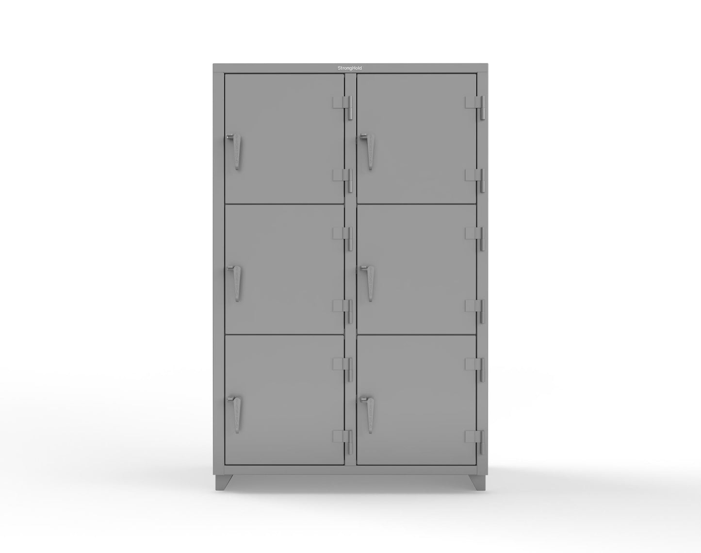 Extra Heavy Duty 14 GA Triple-Tier Locker, 6 Compartments - 48 in. W x 24 in. D x 75 in. H - 46-6D-24-3T-L-7037