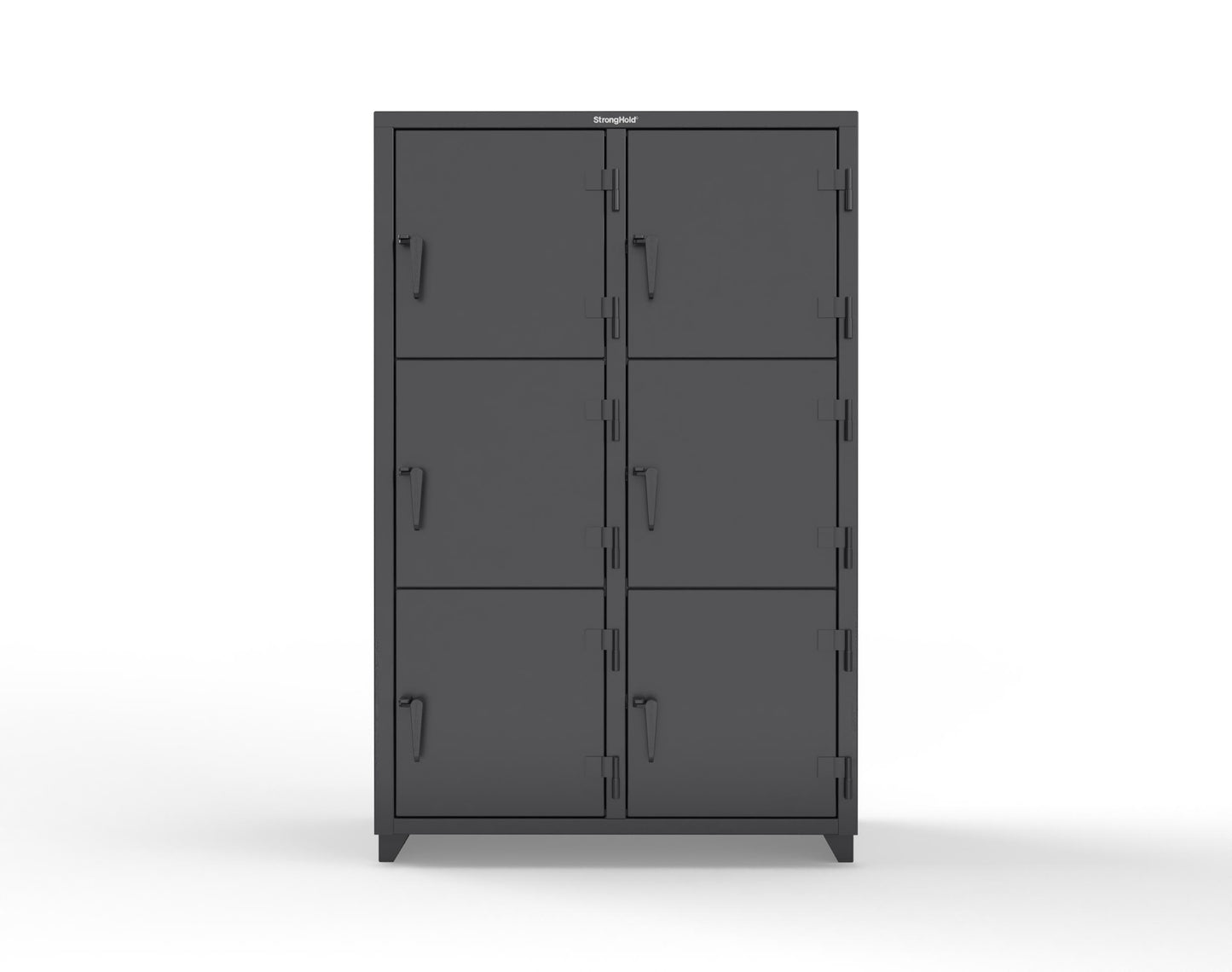 Extra Heavy Duty 14 GA Triple-Tier Locker, 6 Compartments - 48 in. W x 24 in. D x 75 in. H - 46-6D-24-3T-L-9005
