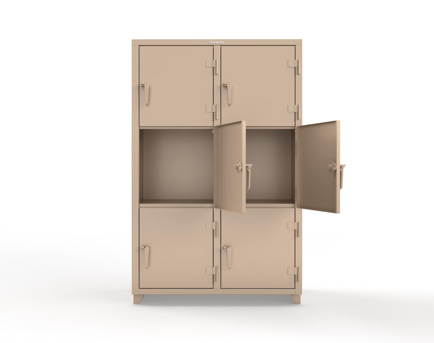 Extra Heavy Duty 14 GA Triple-Tier Locker, 6 Compartments - 48 in. W x 24 in. D x 75 in. H - 46-6D-24-3T-L-1019