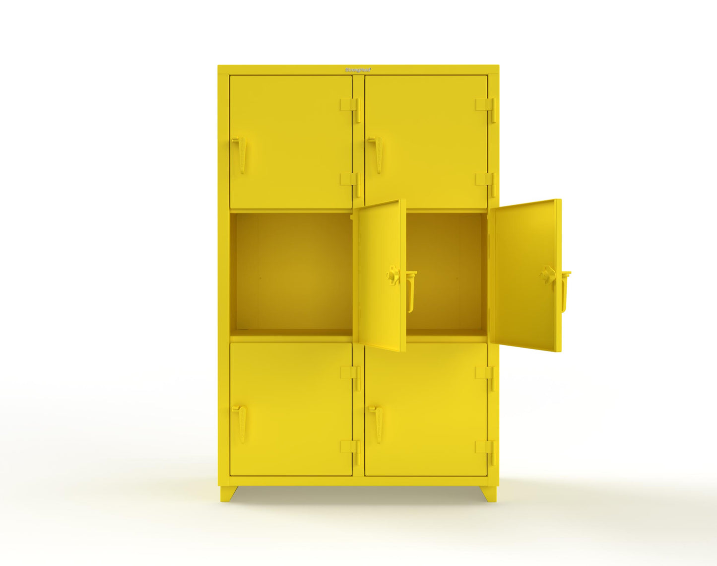 Extra Heavy Duty 14 GA Triple-Tier Locker, 6 Compartments - 48 in. W x 24 in. D x 75 in. H - 46-6D-24-3T-L-1021